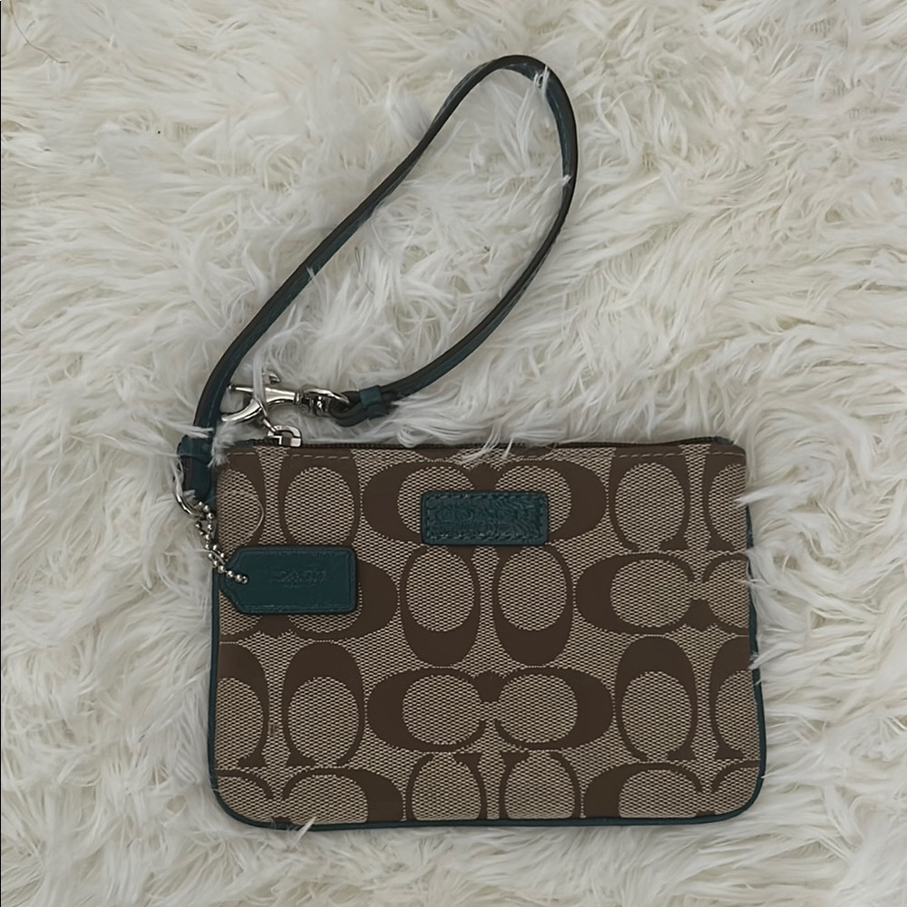 Coach Brown and Green Wristlet